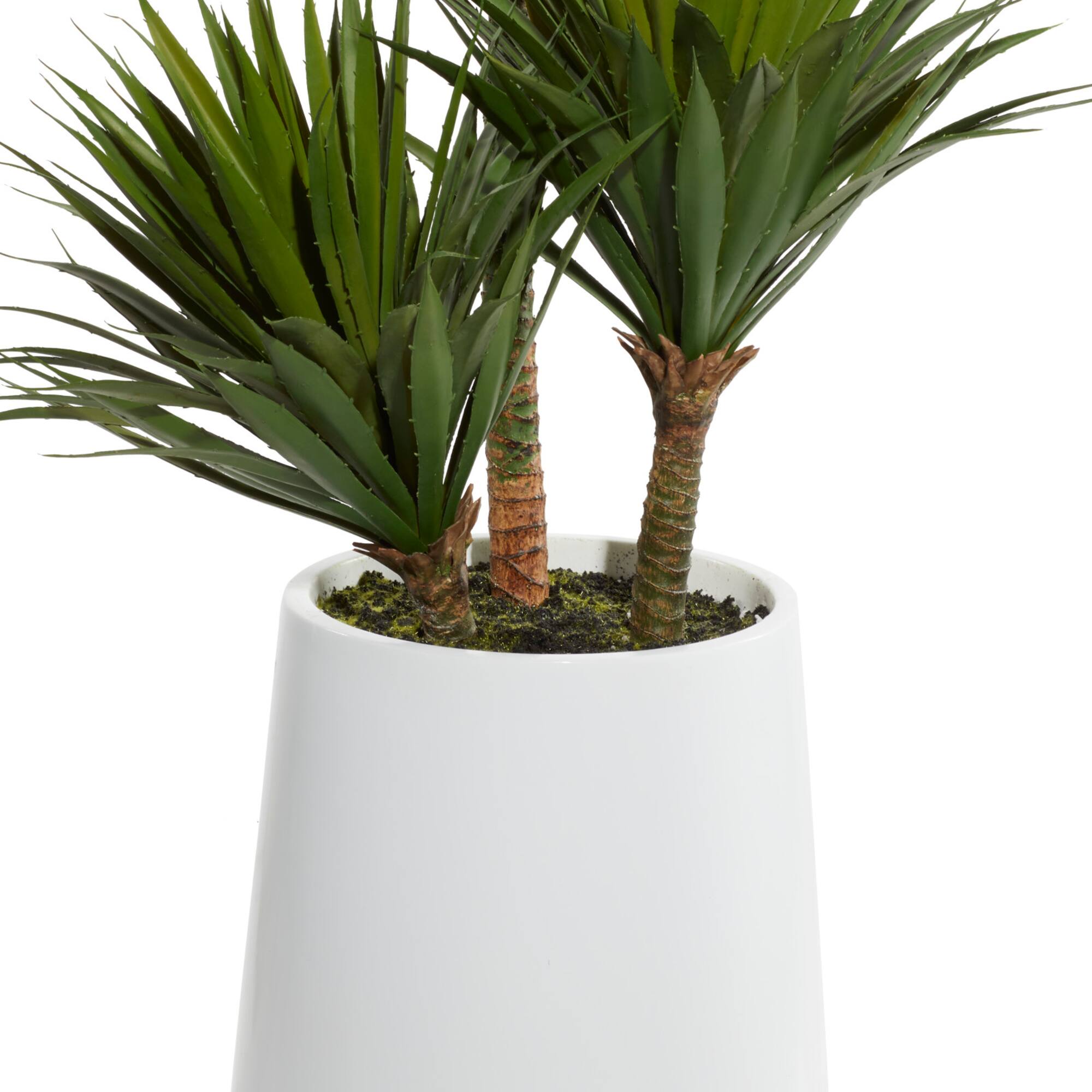 3.5ft. Potted White Fiberglass Contemporary Succulent Artificial Foliage